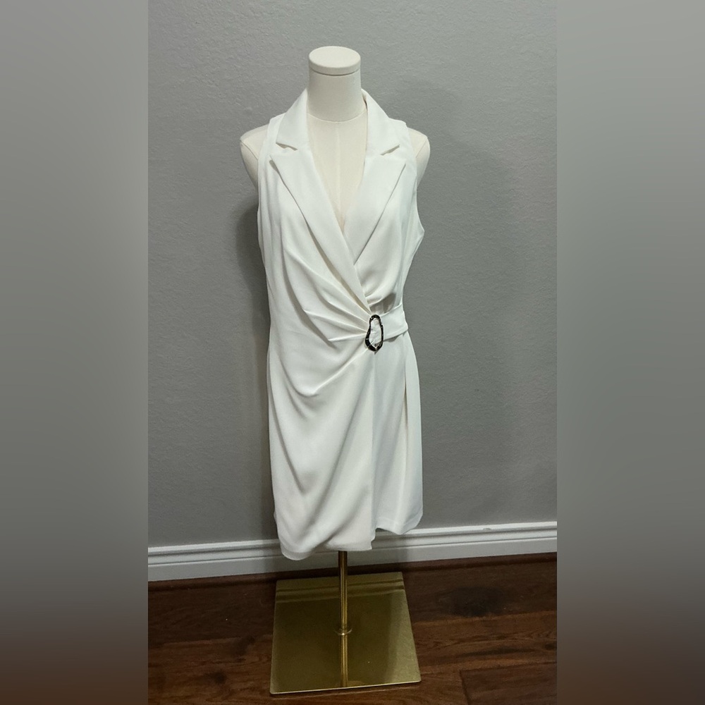 White House Black Market White Draped Mini Dress